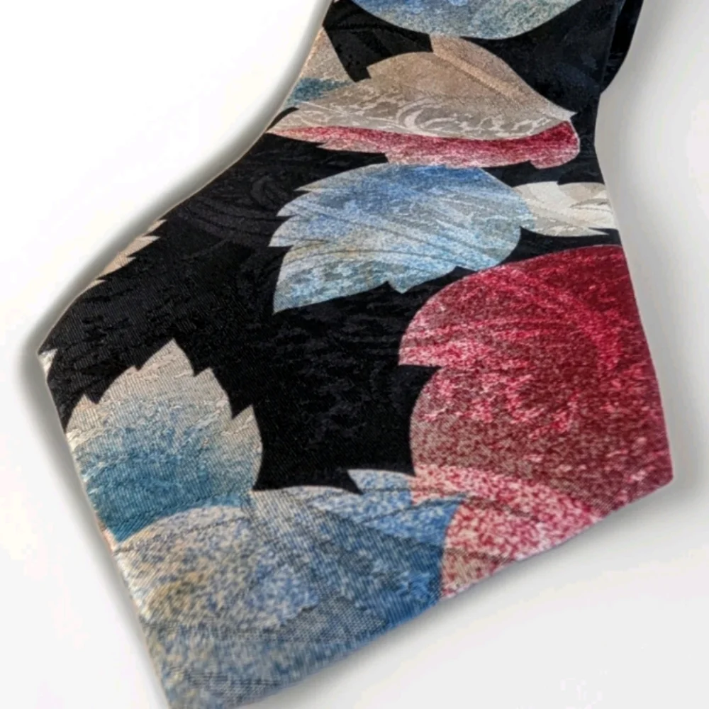Wemlon by Wembley Retro Geometric Necktie Blue Black Cream